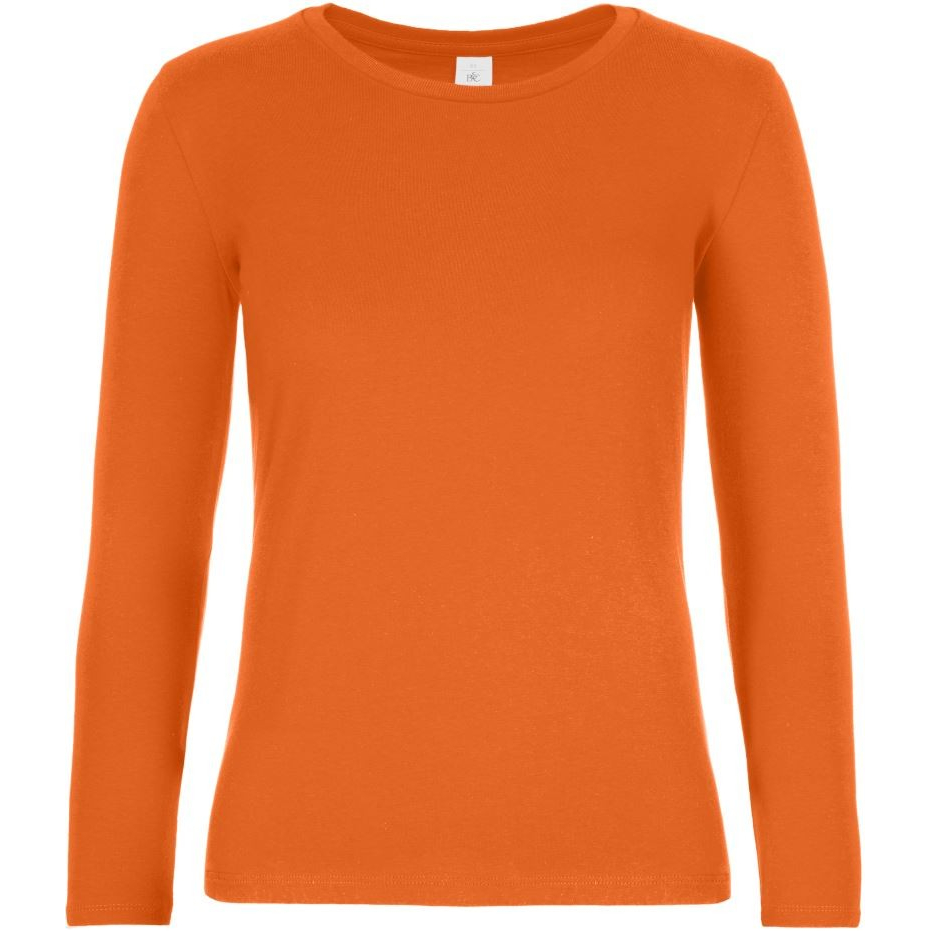 Dámské tričko B&C E190 dlouhý rukáv - oranžové, XL