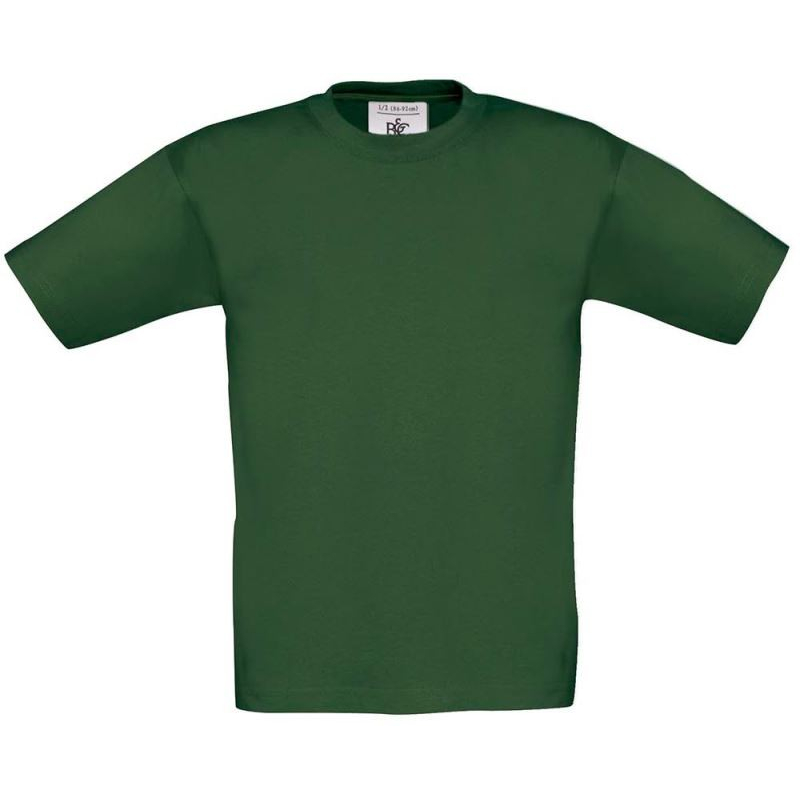 Dětské tričko B&C Exact 150 - tmavě zelené, 9-11 let