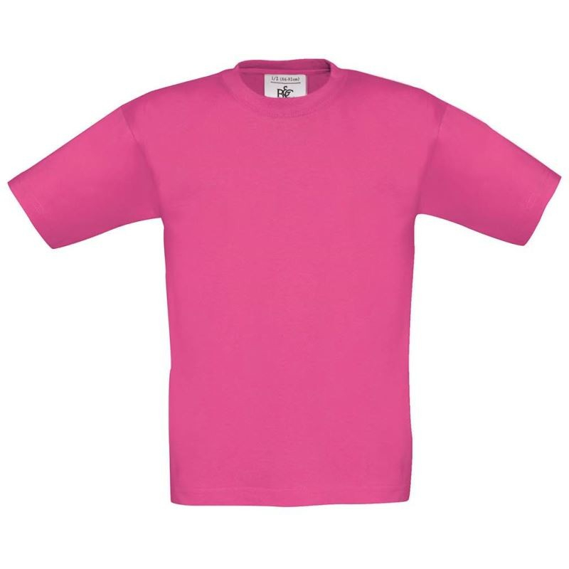 Dětské tričko B&C Exact 150 - tmavě růžové, 5-6 let