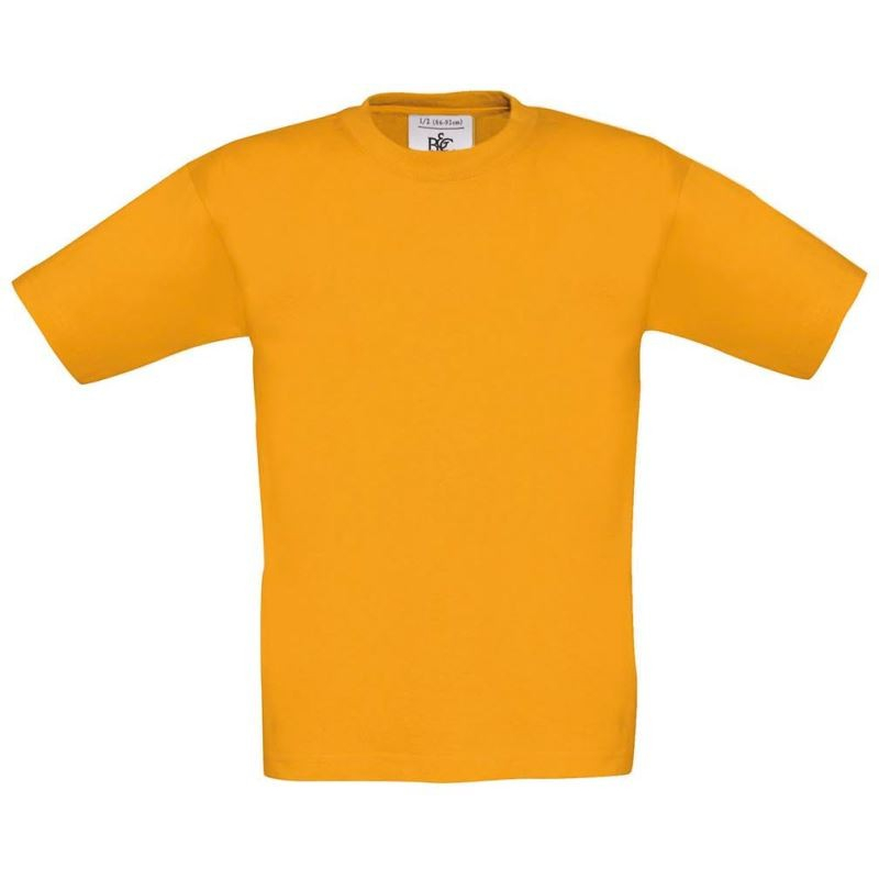 Dětské tričko B&C Exact 150 - tmavě žluté, 12-14 let