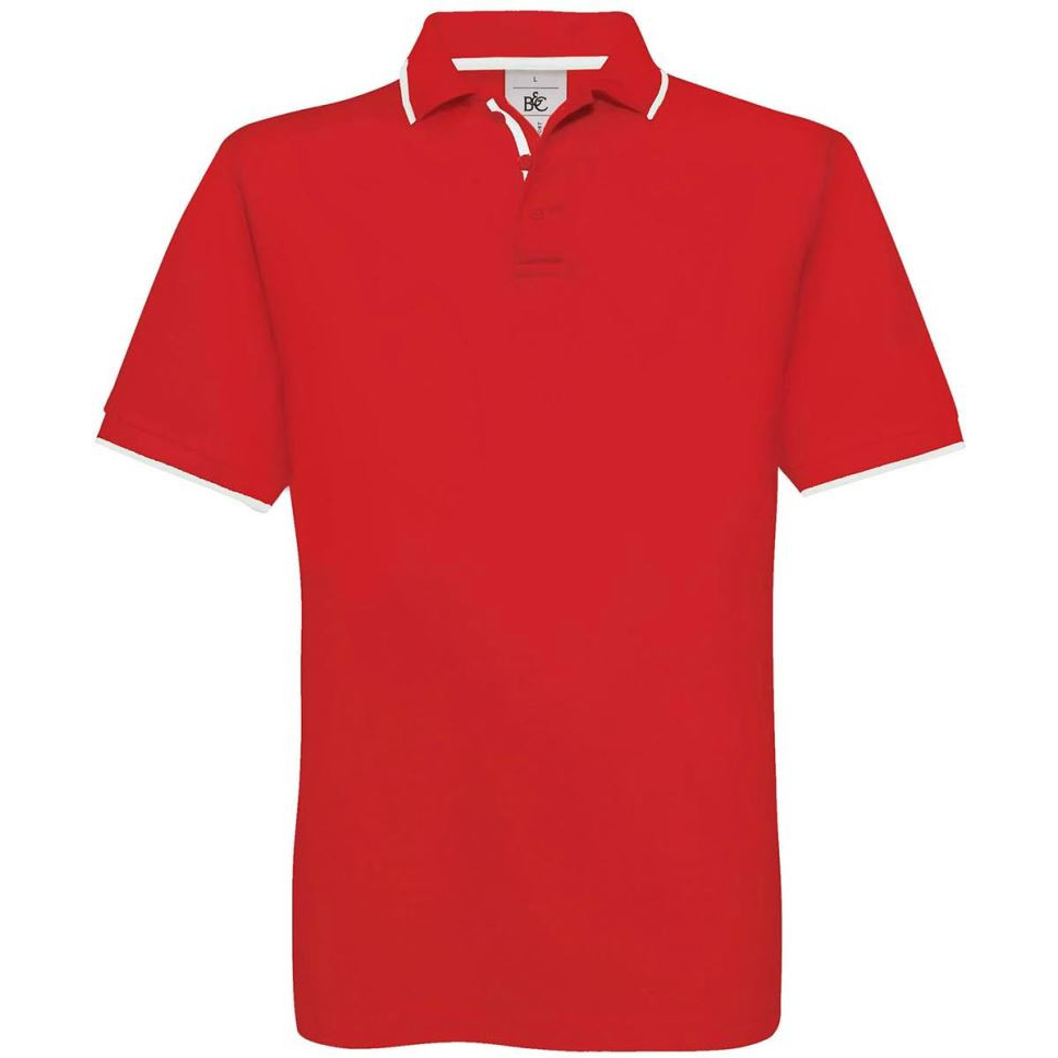 Pánská polokošile B&C Safran Sport - červená-bílá, XL