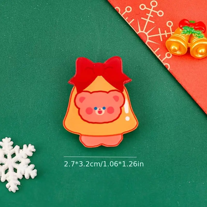 Odznak (pins) Vánoce Zvonek s medvědem 3,2 x 2,7 cm - žlutý-červený