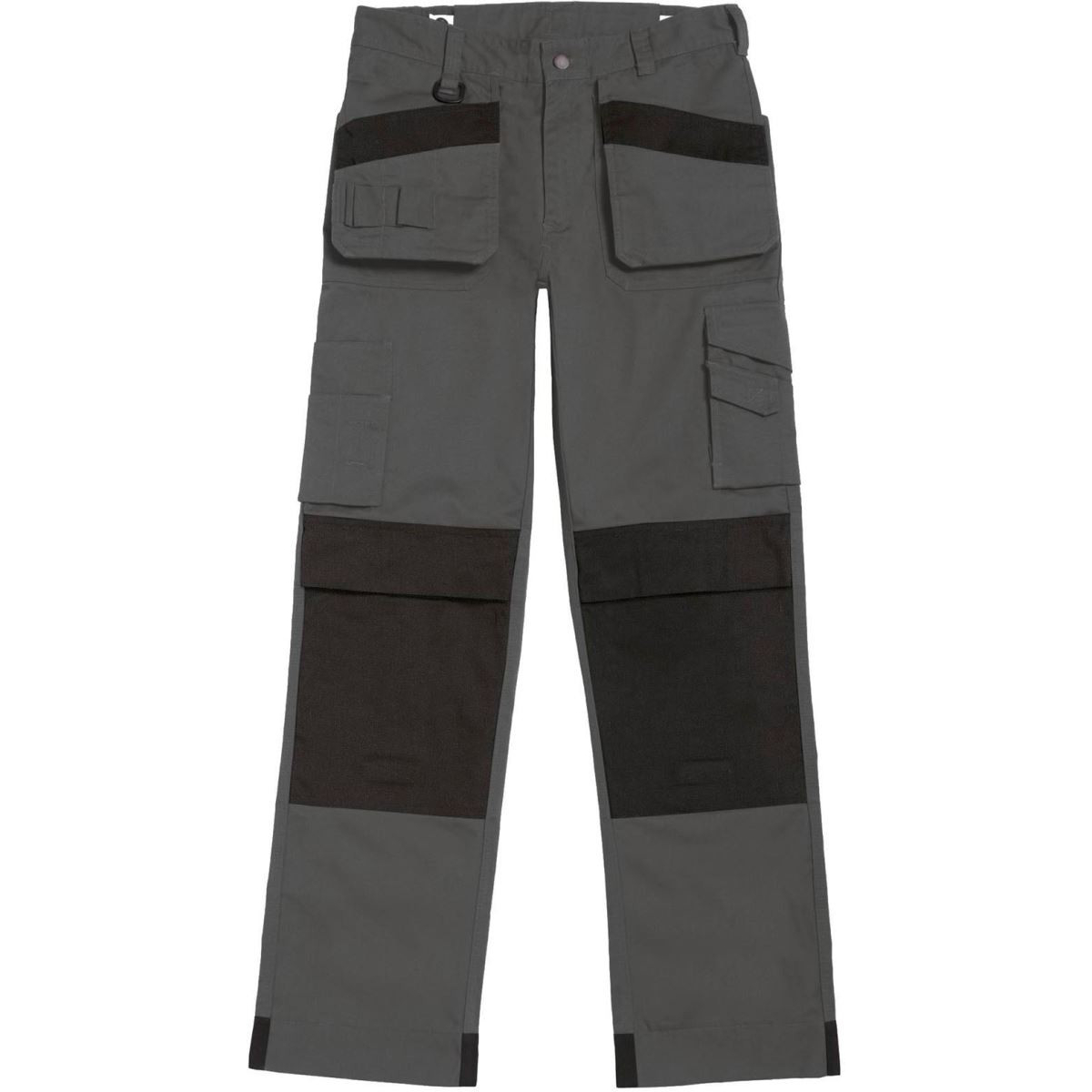 Pánské pracovní kalhoty B&C Performance Pro s multi-kapsami - šedé-černé, 44