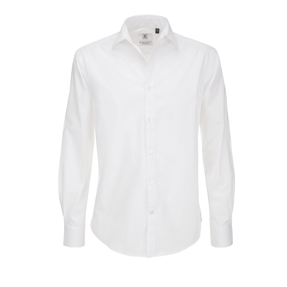 Pánská popelínová košile B&C Black Tie s dlouhým rukávem - bílá, 3XL