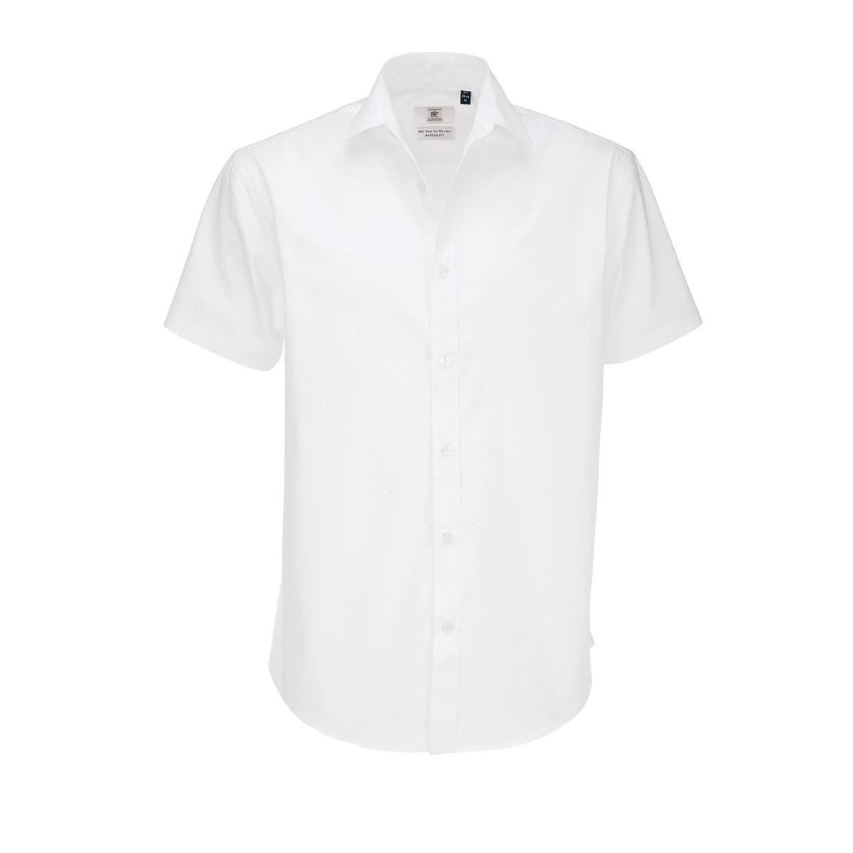 Pánská elastická popelínová košile B&C Black Tie s krátkým rukávem - bílá, XL