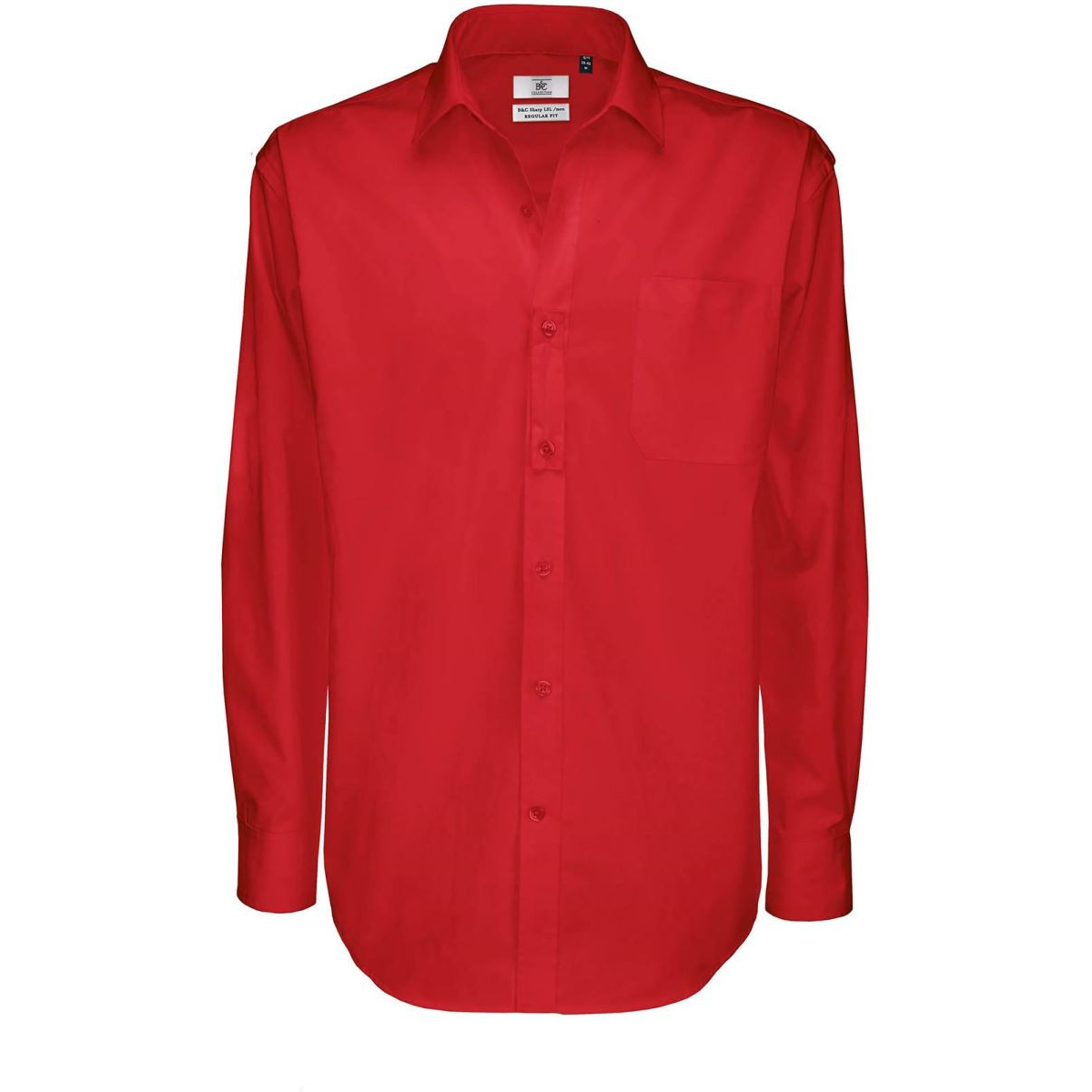 Pánská keprová košile B&C Sharp s dlouhým rukávem - červená, S