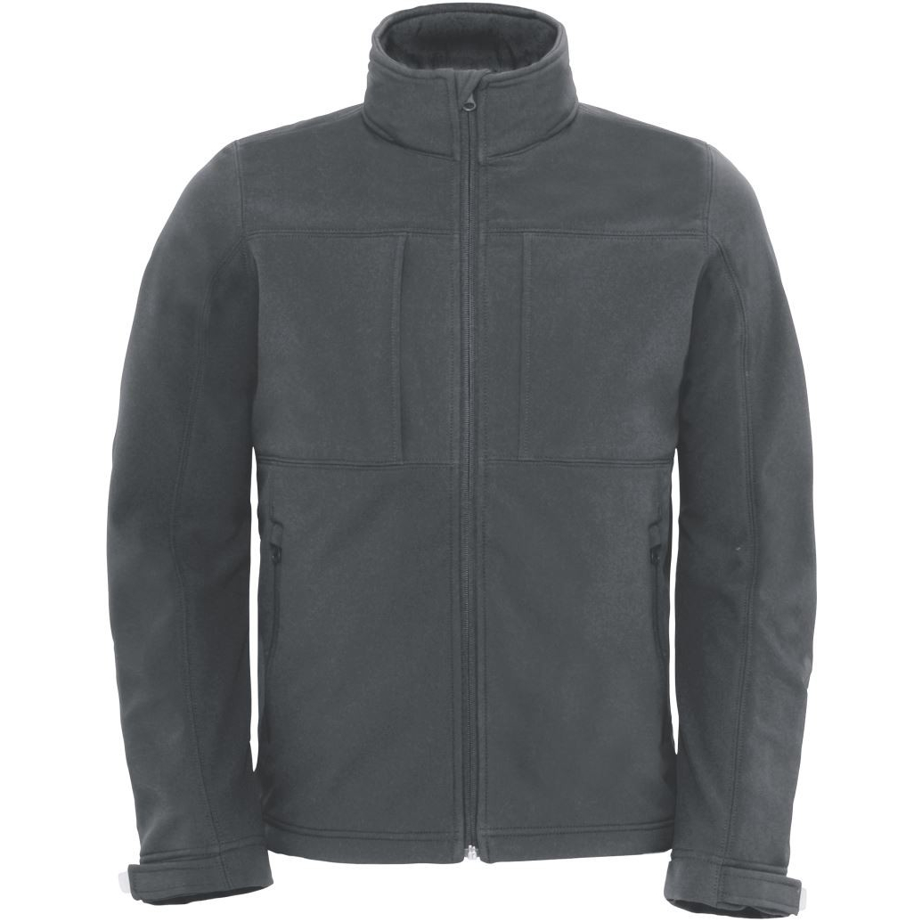 Pánská softshellová bunda s kapucí B&C Hooded Softshell - tmavě šedá, XL
