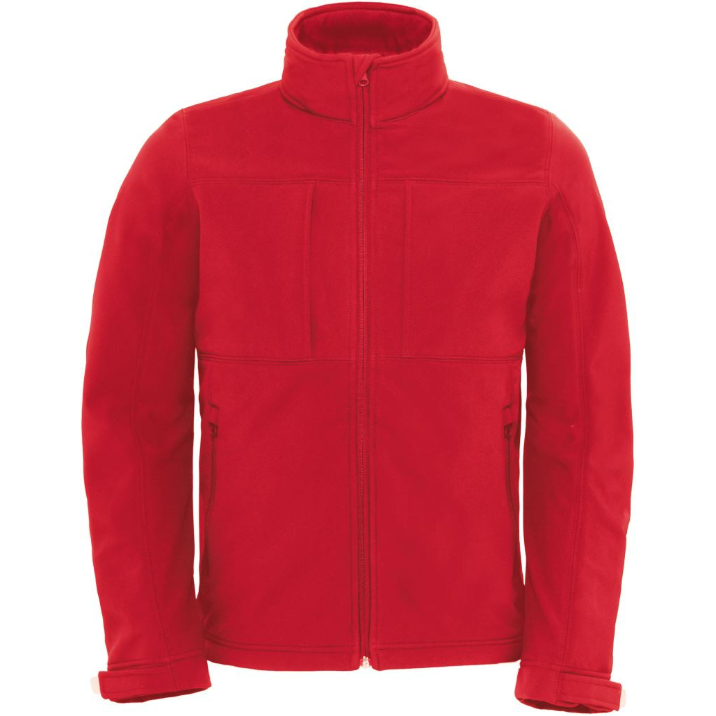 Pánská softshellová bunda s kapucí B&C Hooded Softshell - červená, XL