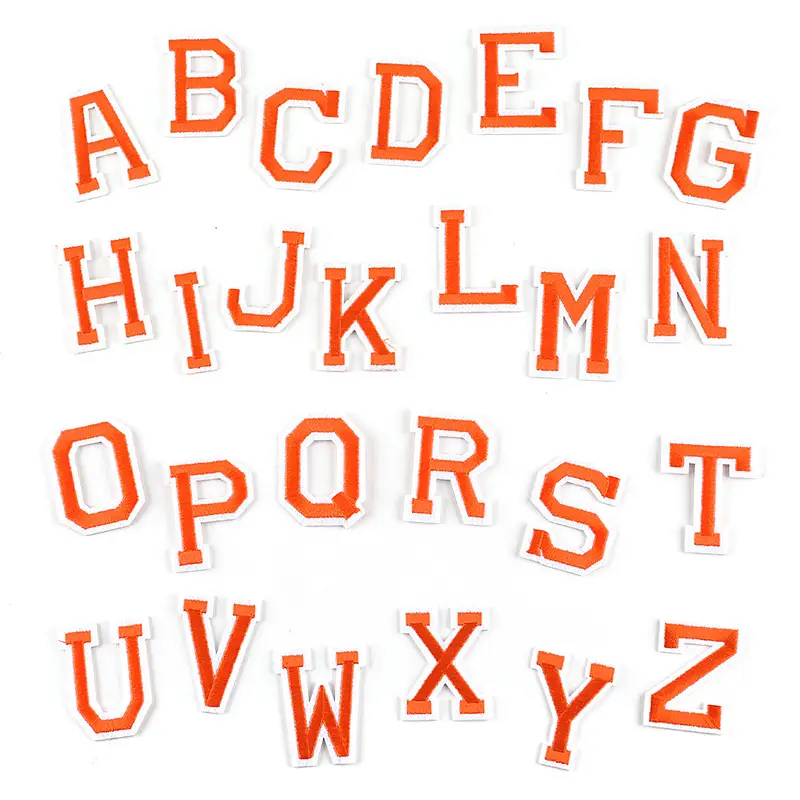 Sada 26 nažehlovacích nášivek s písmeny 5 cm - oranžová-bílá