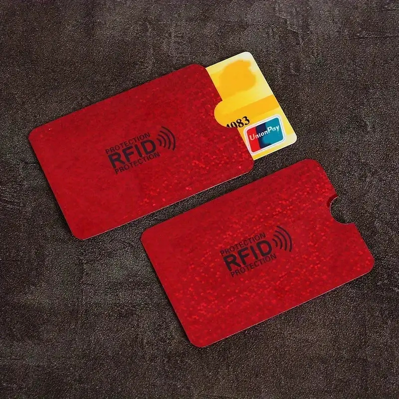 Bezpečnostní obal na kartu blokující RFID a NFC platby 5 ks - červený