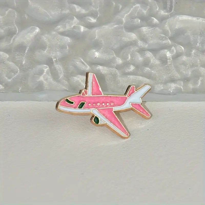 Odznak (pins) Letadlo 2,2 x 2,9 cm - růžové-bílé