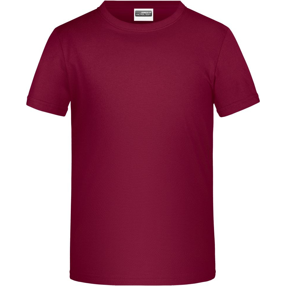 Dětské tričko krátký rukáv James & Nicholson - tmavě červené, XL
