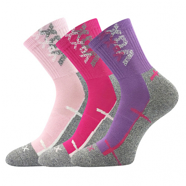 Ponožky dětské Voxx Wallík 3 páry (fialové, světle růžové, tmavě růžové), 30-34
