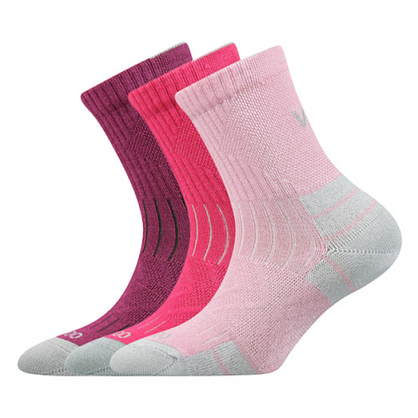 Ponožky dětské Boma Belkinik 3 páry (světle růžové, růžové, vínové), 35-38