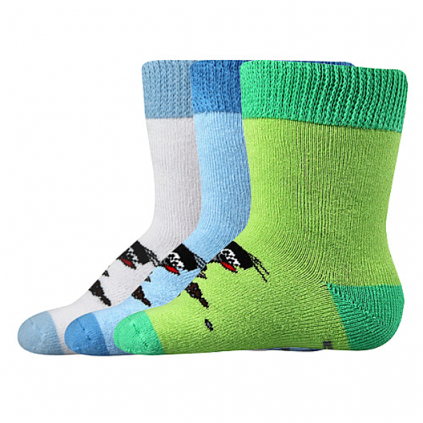 Ponožky dětské Boma Krteček froté 3 páry (bílé, modré, zelené), 18-20