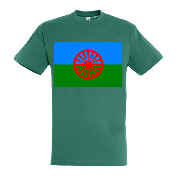 Triko s romskou vlajkou - zelené, M