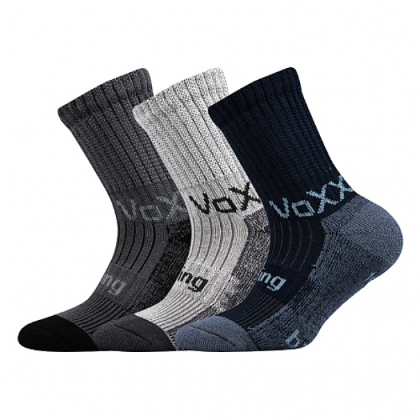 Ponožky dětské Voxx Bomberik 3 páry (světle šedé, tmavě šedé, černé), 35-38