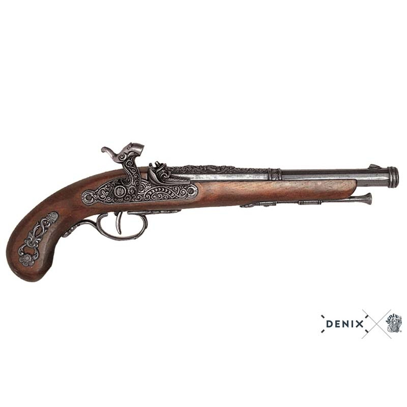 Replika pistole francouzská soubojová z roku 1832 - hnědá-stříbrná