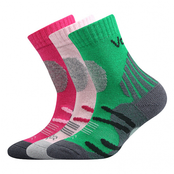 Ponožky dětské Voxx Horalik 3 páry (tmavě růžové, růžové, zelené), 20-24
