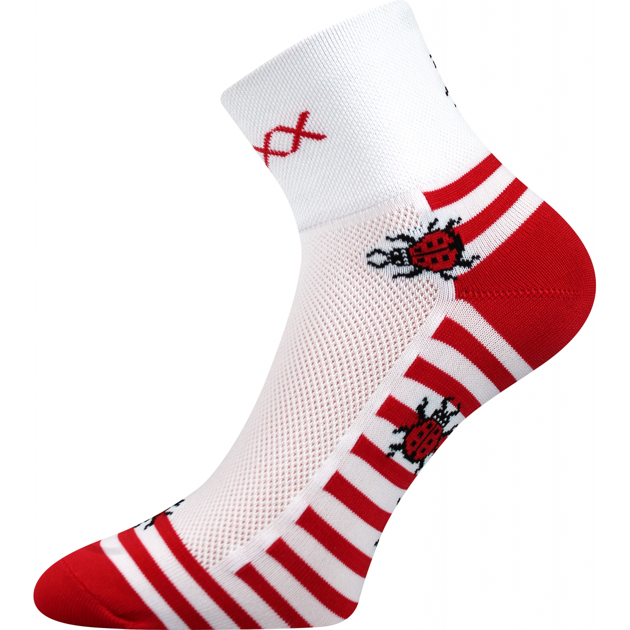 Ponožky sportovní unisex Voxx Ralf X Berušky - bílé-červené, 35-38