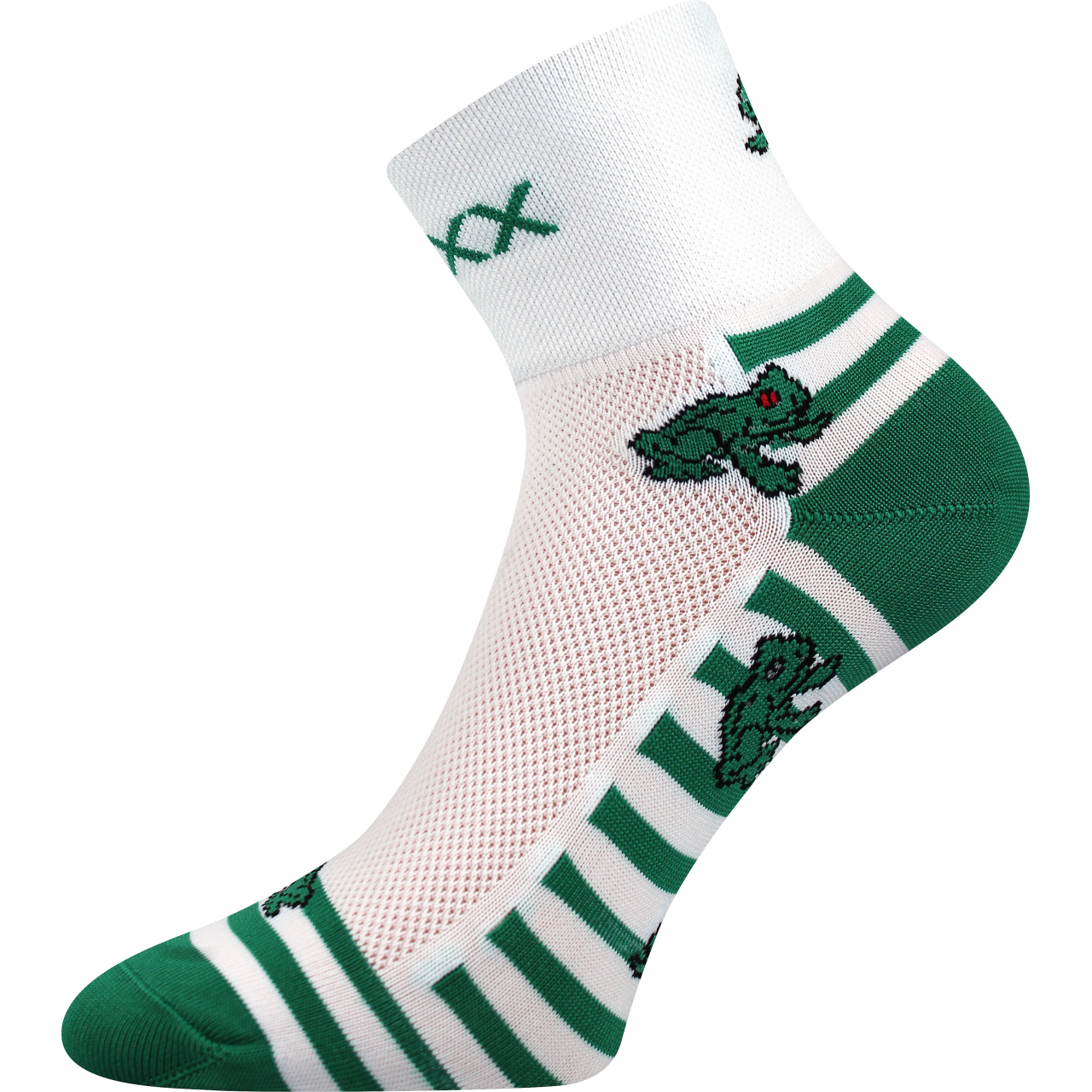 Ponožky sportovní unisex Voxx Ralf X Žabky - bílé-zelené, 35-38