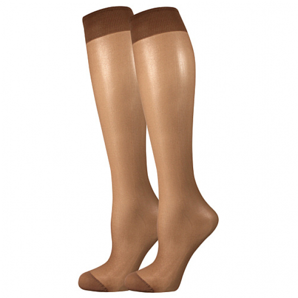 Podkolenky dámské Lady B NYLON knee-socks 20 DEN 2 páry - tmavě hnědé, 35-41