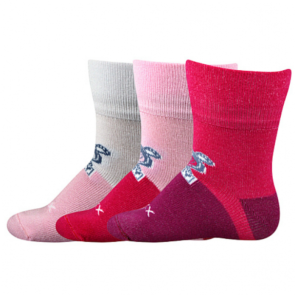 Ponožky dětské Voxx Sebík 3 páry (růžové, vínové, červené), 14-17