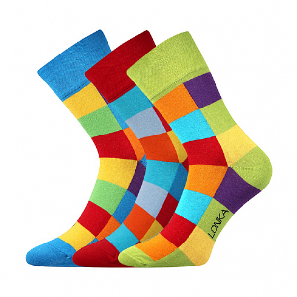 Ponožky pánské Lonka Decube 3 páry (modré, červené, zelené), 39-42