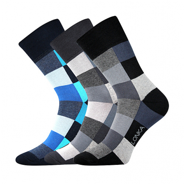 Ponožky pánské Lonka Decube 3 páry (tmavě modré, tmavě šedé, černé), 47-50