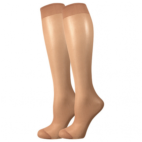 Podkolenky dámské Lady B NYLON knee-socks 20 DEN 2 páry - tmavě béžové, 35-41