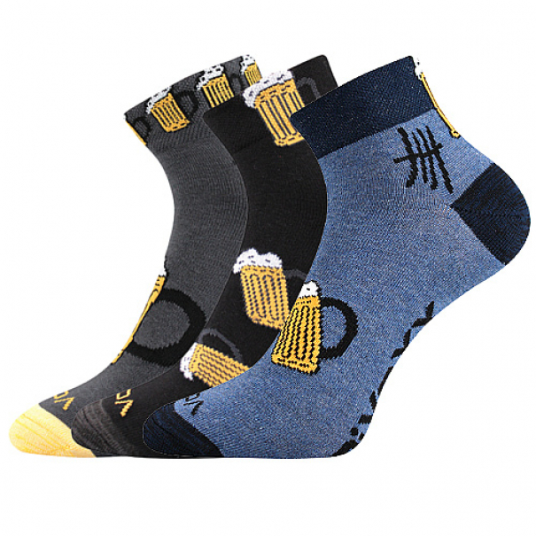 Ponožky pánské Voxx Piff Pivo 3 páry (tmavě šedé, černé, šedé), 39-42
