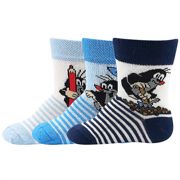 Ponožky dětské Boma Krteček 3 páry (tmavě modré, modré, světle modré), 18-20