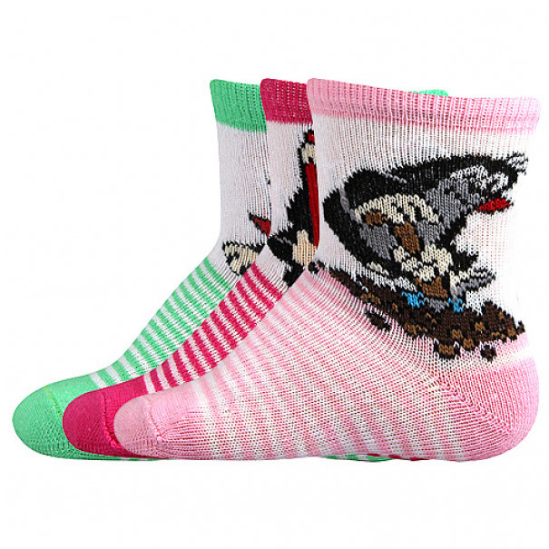 Ponožky dětské Boma Krteček 3 páry (tmavě růžové, růžové, světle růžové), 14-17