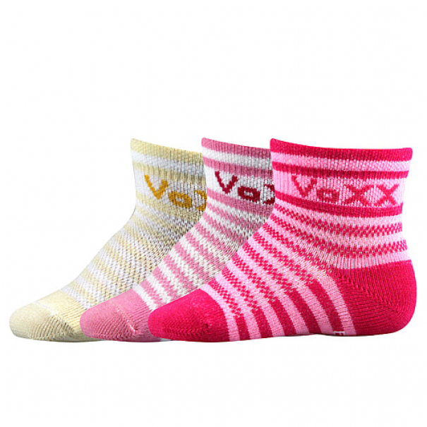 Ponožky dětské Voxx Fredíček 3 páry (tmavě růžové, růžové, žluté), 18-20