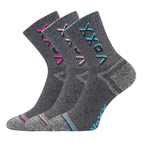 Ponožky dětské Voxx Hawkik 3 páry (šedé-růžové, šedé-fialové, šedé-modré), 25-29