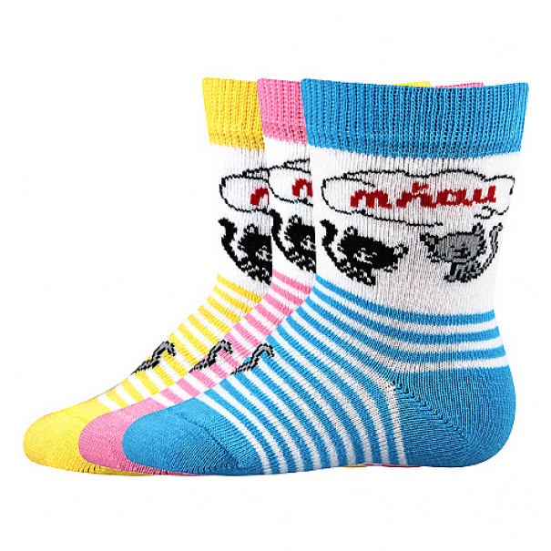 Ponožky dětské Boma Mia 3 páry (modré, žluté, růžové), 18-20
