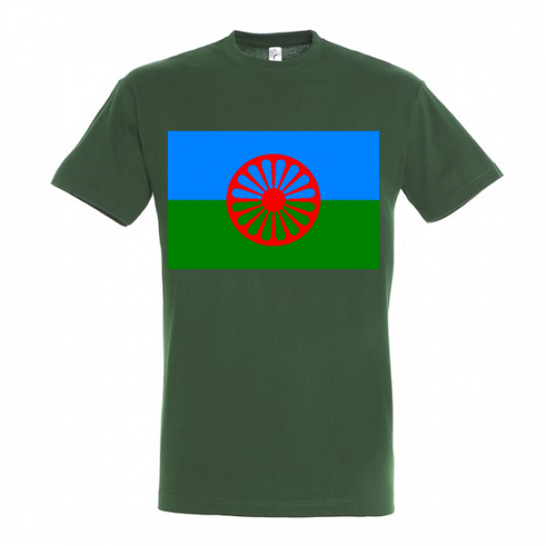 Triko s romskou vlajkou - tmavě zelené, L
