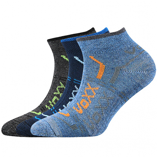 Ponožky dětské klasické Voxx Rexík 01 3 páry (tmavě šedé, navy, modré), 30-34