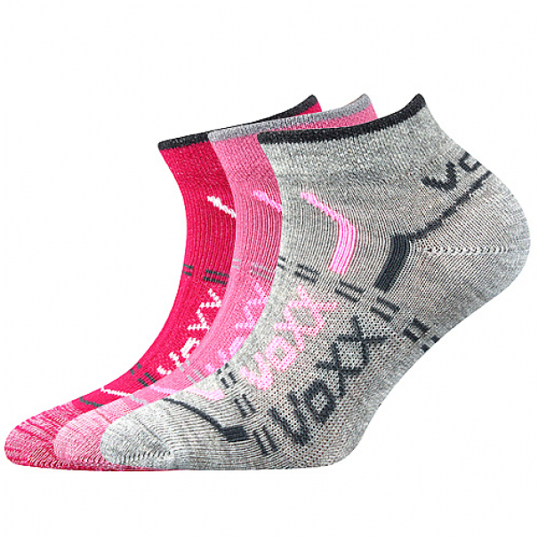 Ponožky dětské klasické Voxx Rexík 01 3 páry (šedé, tmavě růžové, růžové), 35-38