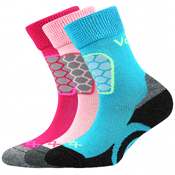 Ponožky dětské sportovní Voxx Solaxik 3 páry (modré, růžové, tmavě růžové), 25-29