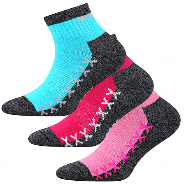 Ponožky dětské sportovní Voxx Vectorik 3 páry (růžové, červené, modré), 20-24