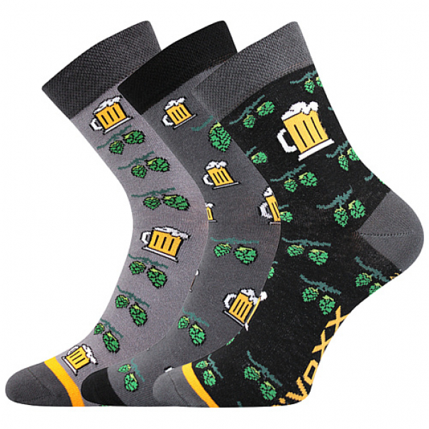 Ponožky pánské Voxx PiVoXX Pivo 3 páry (světle šedé, tmavě šedé, černé), 43-46