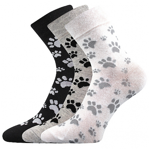 Ponožky dámské Boma Xantipa 50 Tlapky 3 páry (bílé, šedé, černé), 35-38