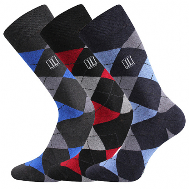 Ponožky pánské společenské Lonka Dikarus 3 páry (červené, modré, světle modré), 39-42