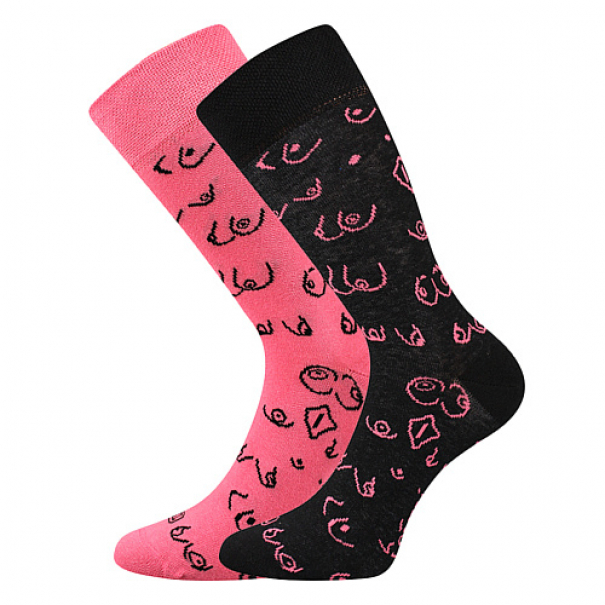 Ponožky unisex klasické VoXX Doble Sólo Erotika - černé-růžové, 39-42