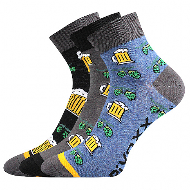 Ponožky pánské Voxx Piff 01 Pivo 3 páry (světle šedé, tmavě šedé, modré), 39-42