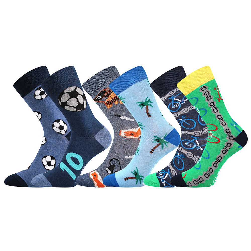 Ponožky dětské sportovní Lonka Doblik 3 páry (navy, šedé, želené), 35-38