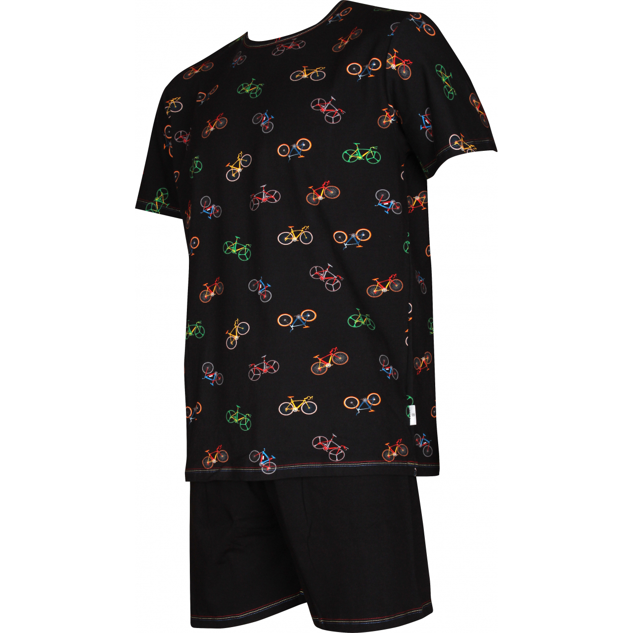 Pyžamo pánské Lonka Koffing Kolo krátký rukáv - černé, XL