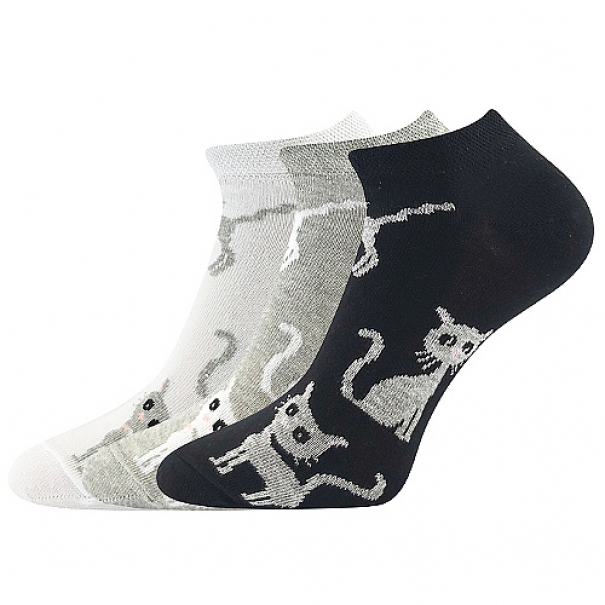 Ponožky dámské klasické Boma Piki 55 Kočky 3 páry (bílé, šedé, černé), 35-38