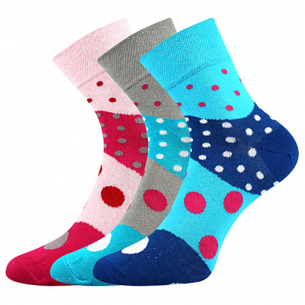 Ponožky dámské klasické Boma Ivana 53 Puntíky 3 páry (růžové, modré, šedé), 35-38
